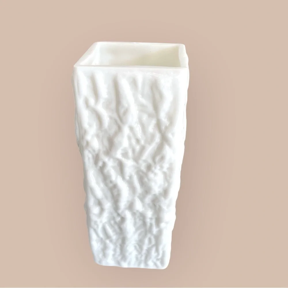 Vintage White INGRID GLASS Design Glass Vase West Germany